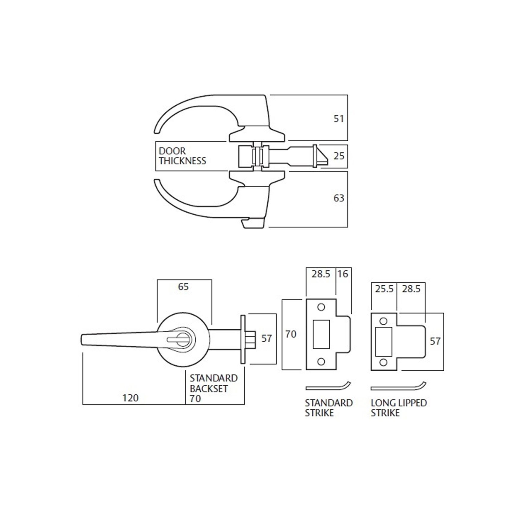 Lockwood 929 Series Entrance Escape Door Lever Set Satin Chrome Fire Rated 929SC