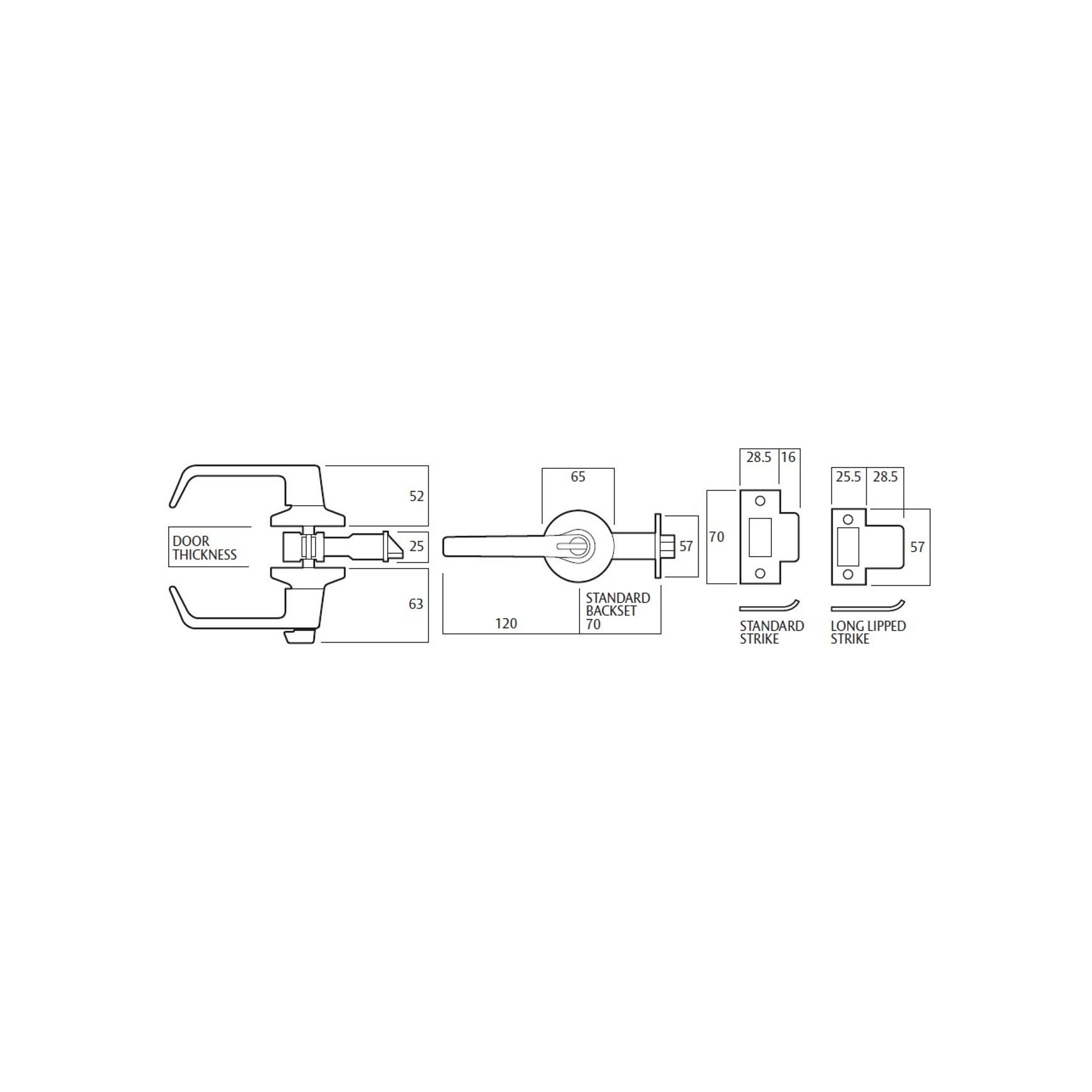Lockwood Classroom Door Handle Lever Set Commercial Grade Satin Chrome 956SC
