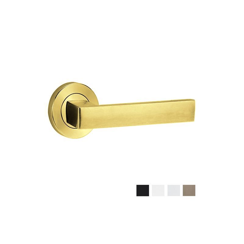 Lockwood 101 Door Lever on Round Rose Full Set