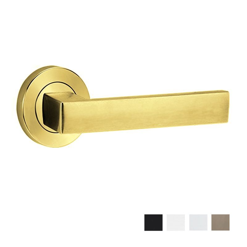 Lockwood 101 Door Lever on Round Rose Full Set