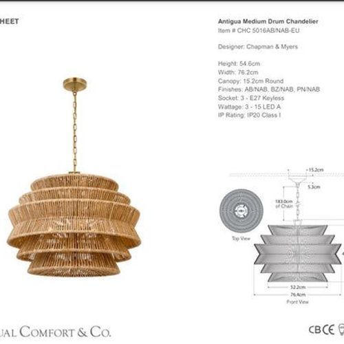 Visual Comfort Chapman & Myers Antigua Medium Drum Chandelier