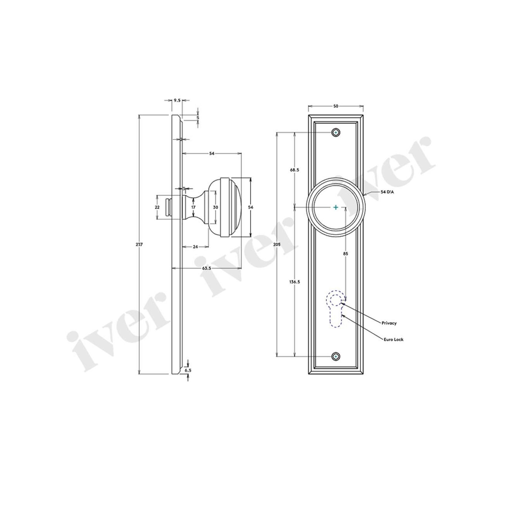 Iver Paddington Door Knob Stepped Backplate Privacy Chrome Plated 11838P85 - Customise to your needs