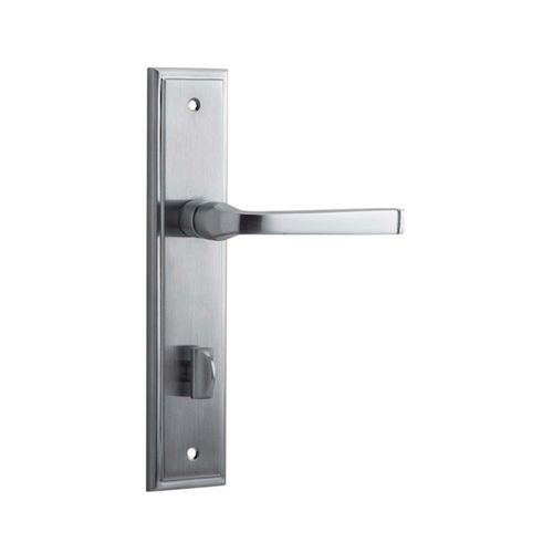 Iver Annecy Door Lever on Stepped Backplate Privacy Brushed Chrome 12244P85 - Customise to your need