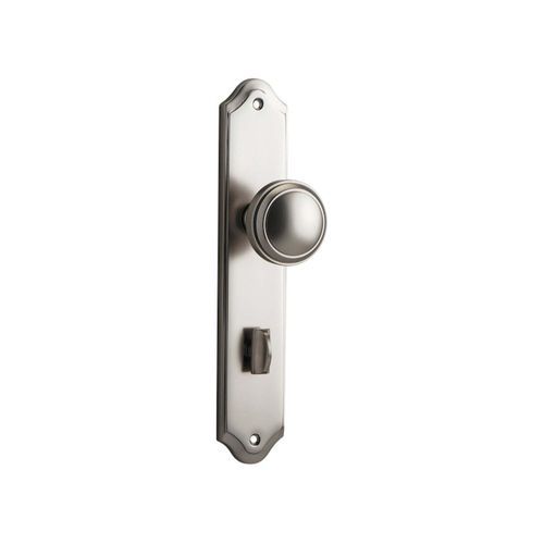 Iver Paddington Door Knob on Shouldered Backplate Privacy Satin Nickel 14826P85