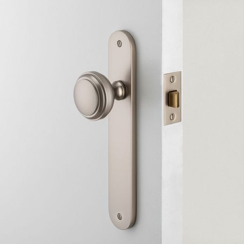 Iver Paddington Door Knob on Oval Backplate Privacy Satin Nickel 14832P85 - Customise to your needs