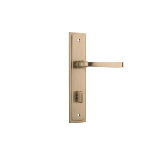 Iver Annecy Door Lever on Stepped Backplate Privacy Brushed Brass 15244P85 - Customise to your need