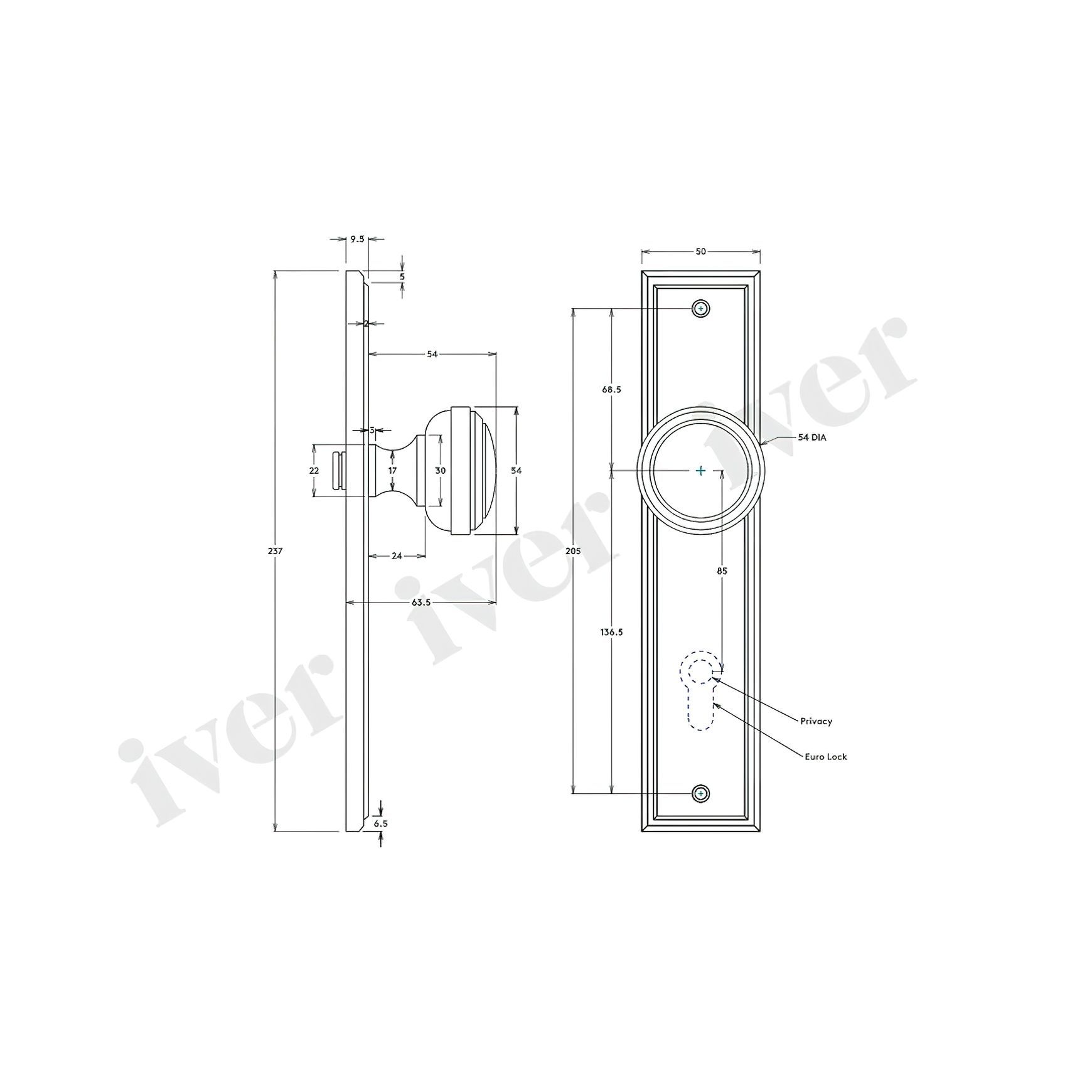 Iver Paddington Door Lever Handle
