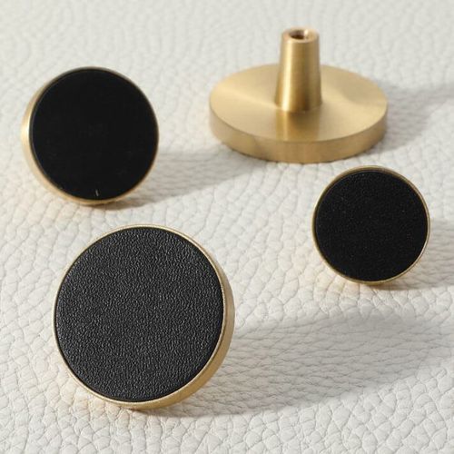 Solid Brass & Leather Drawer Handles