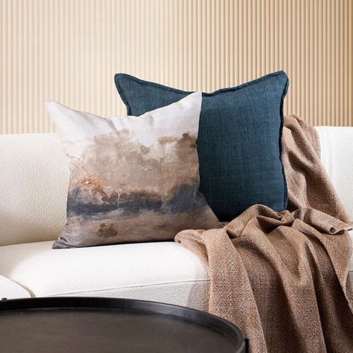 Baya Cassia Handwoven 100% Linen Cushion - Cloudburst | Square