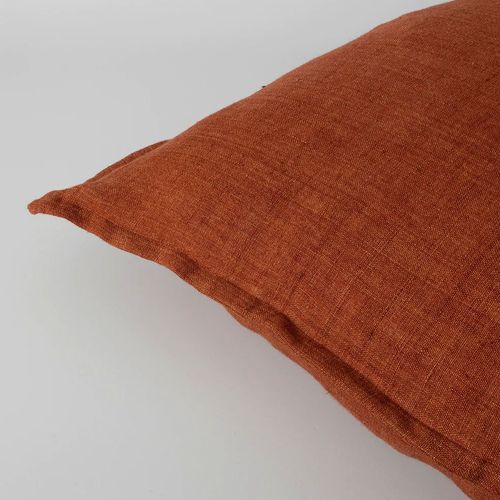 Baya Arcadia Handwoven Linen Cushion - Red Leather