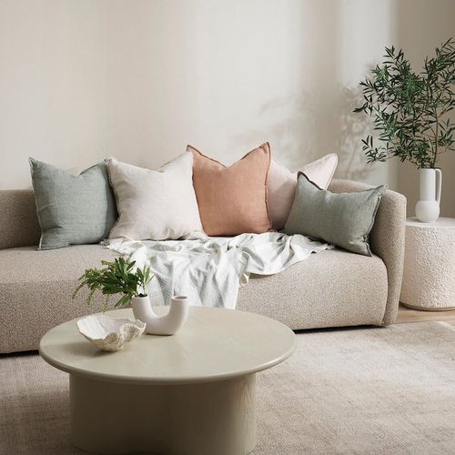 Baya Cassia Handwoven 100% Linen Cushion - Sage | Square