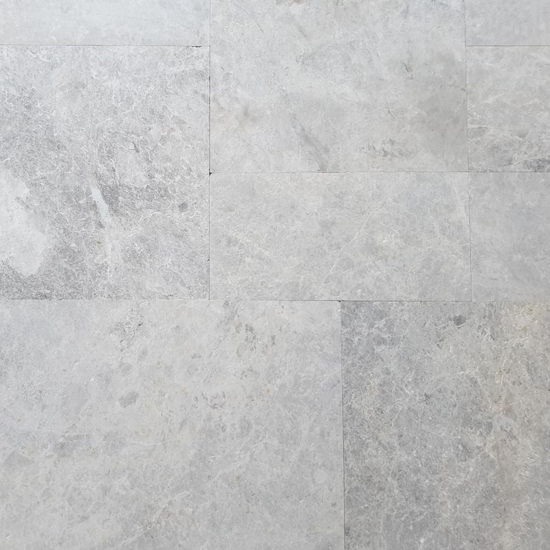 15mm Bodrum Blue Sandblasted Marble French Pattern Tiles  - Tumbled