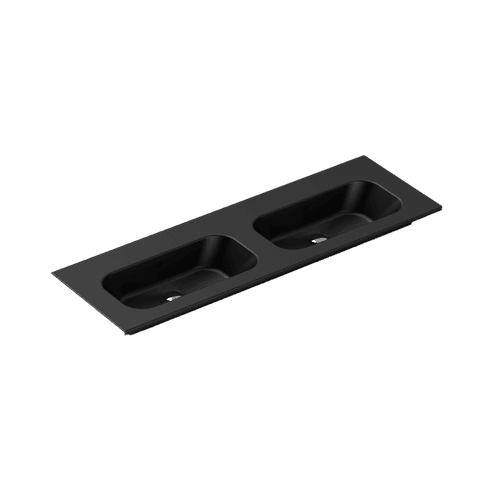 Casello 1400 Double Basin Vanity Top Matt Black