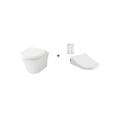 Toto Mh Wall Hung Toilet And S5 Washlet W/ Remote Control Package (D-Shaped) Gloss White