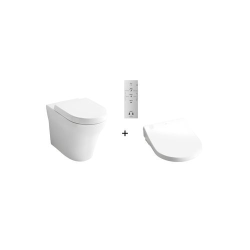 Toto Mh Wall Faced Toilet And Washlet W/ Remote Control And Autolid Package D-Shape Gloss White