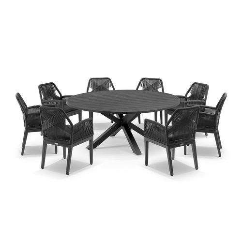 Cove Round Cross Leg Dining Table 180cm | Charcoal