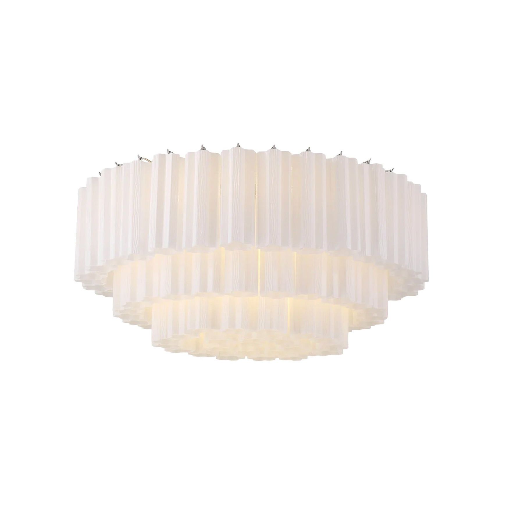 Odelle Collection - Flush Mount Chandelier - White & Chrome - W:80cm