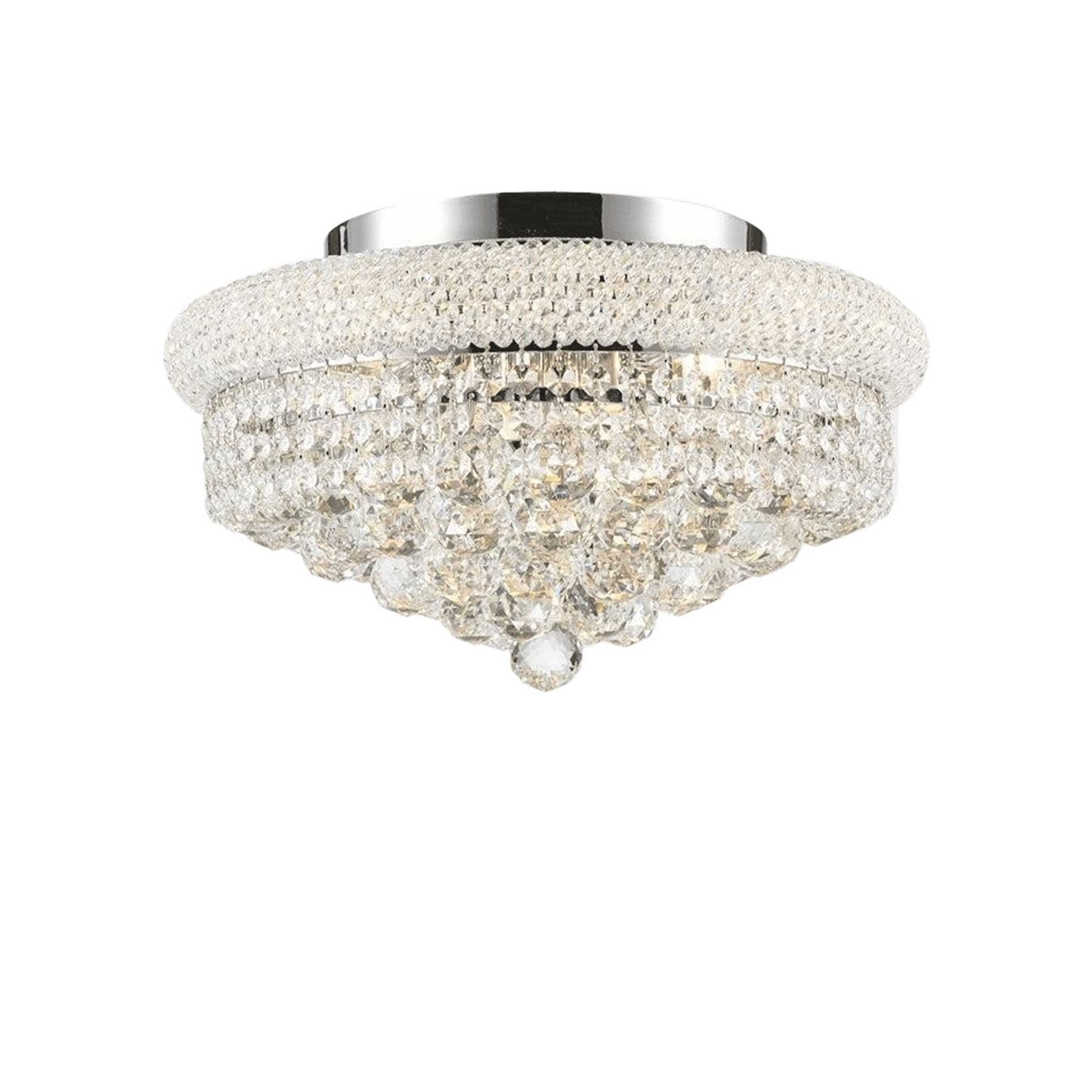 Royal Empress Flush Mount Basket Chandelier - Chrome - W:40cm