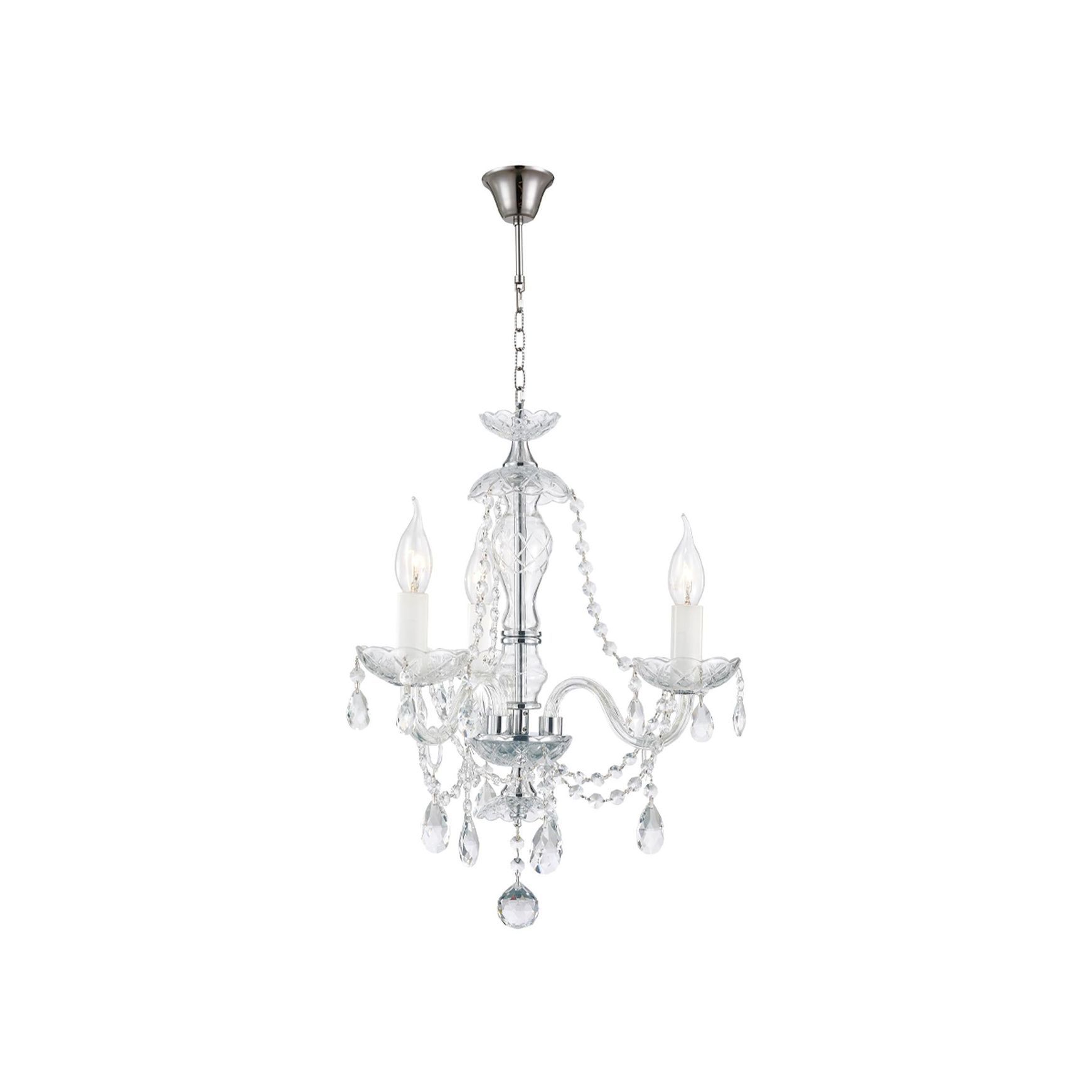 Bohemian Brilliance 3 Arm Crystal Chandelier - Chrome