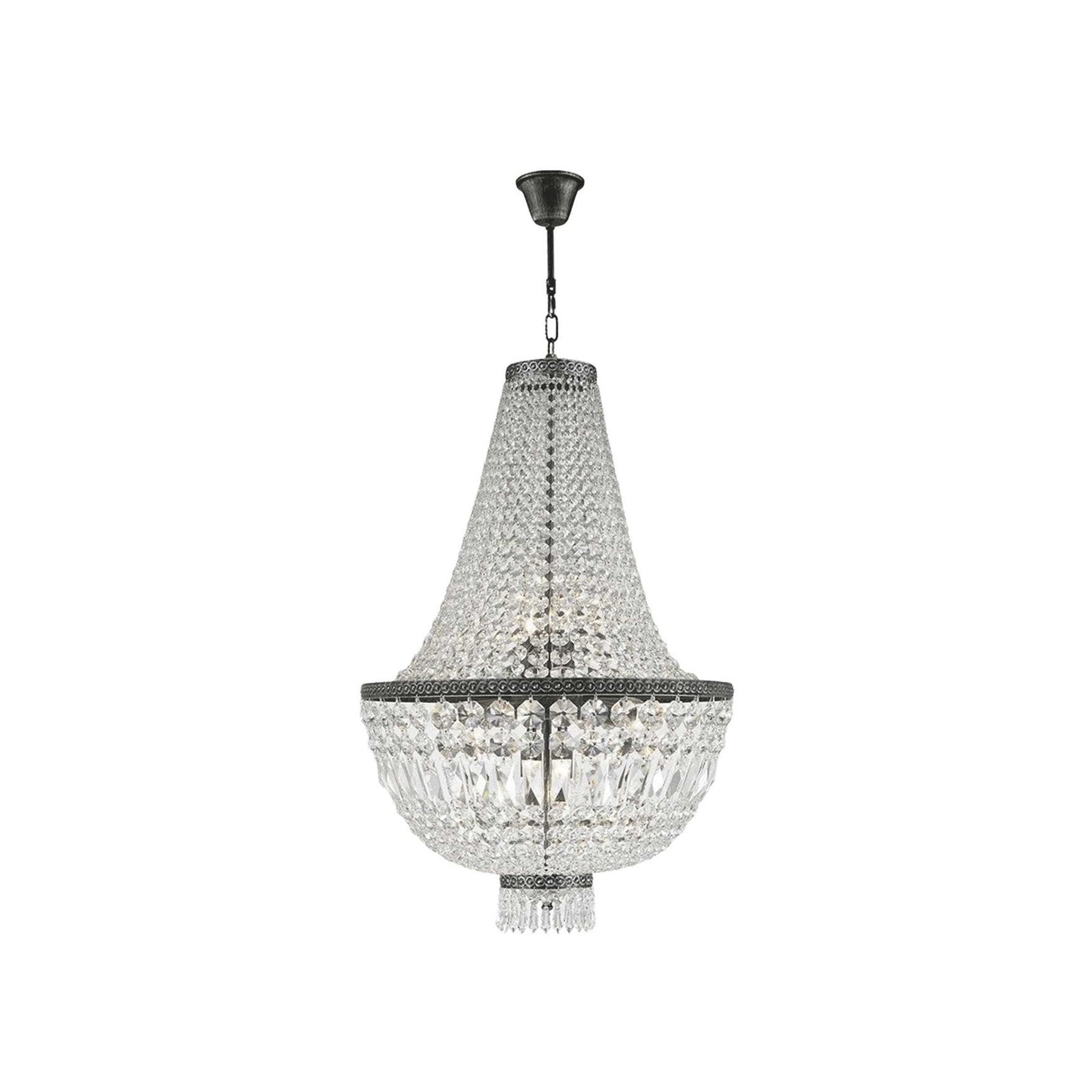 French Basket Chandelier - Antique Silver - 8 Light