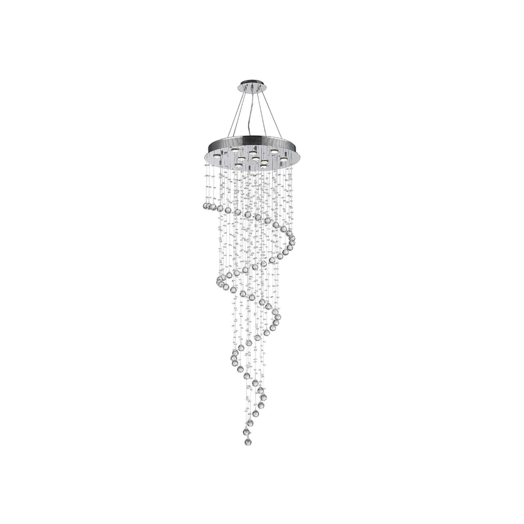 Contemporary Spiral LED Chandelier - Chrome - H:180cm