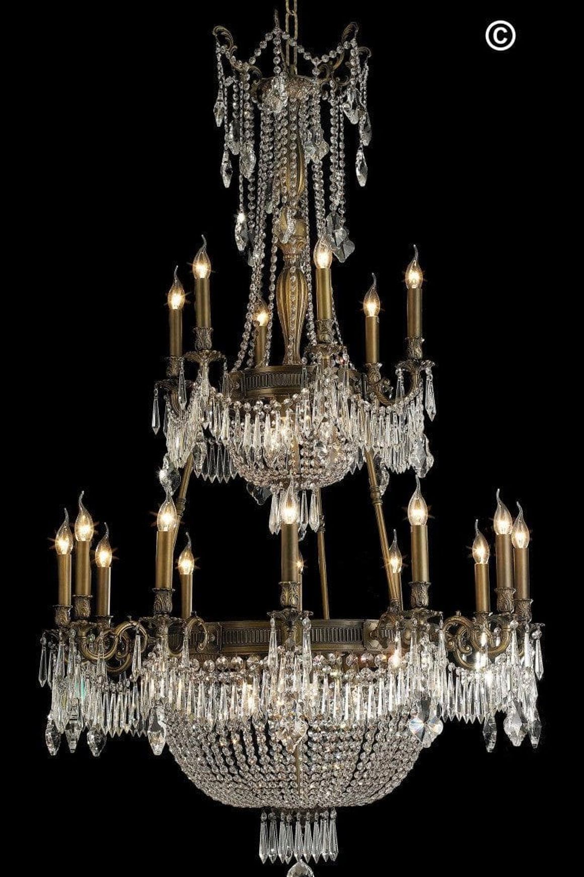 Regency Basket Chandelier Double Layer - Antique Bronze Style - W:100cm