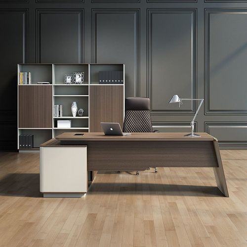 ANDERS Executive Desk Reversible Return 2.4M - Australian Gold Oak & Beige