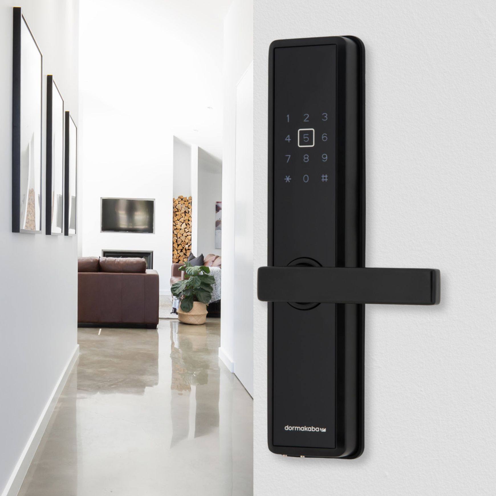 Dormakaba M5 Digital Smart Door Lock Matt Nickel with Black Silver Trim DKM5BLENIB