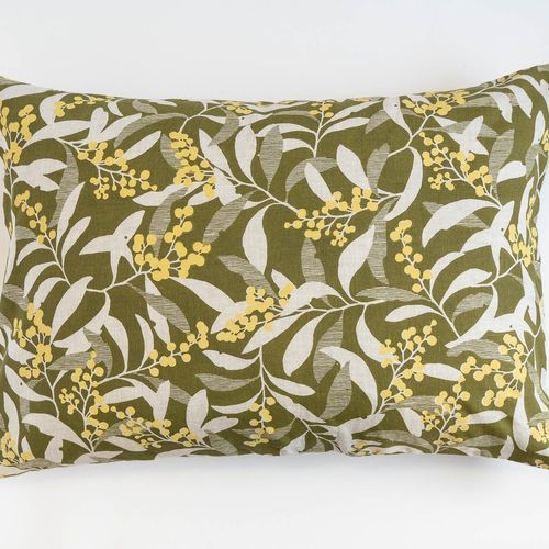 Linen Pillowcase - Golden Wattle in Bushleaf