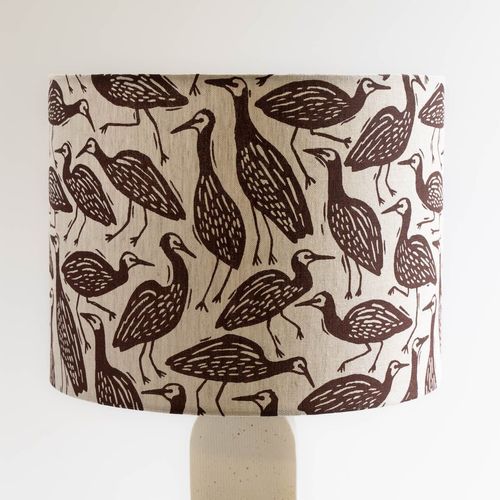 Table Lamp Drum Shade - Heron in Earth