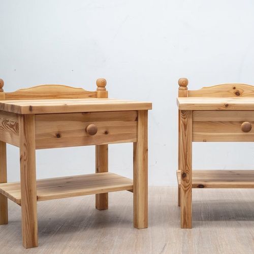 Pair of Restored Baltic Pine Bedside Tables, Danish 80's