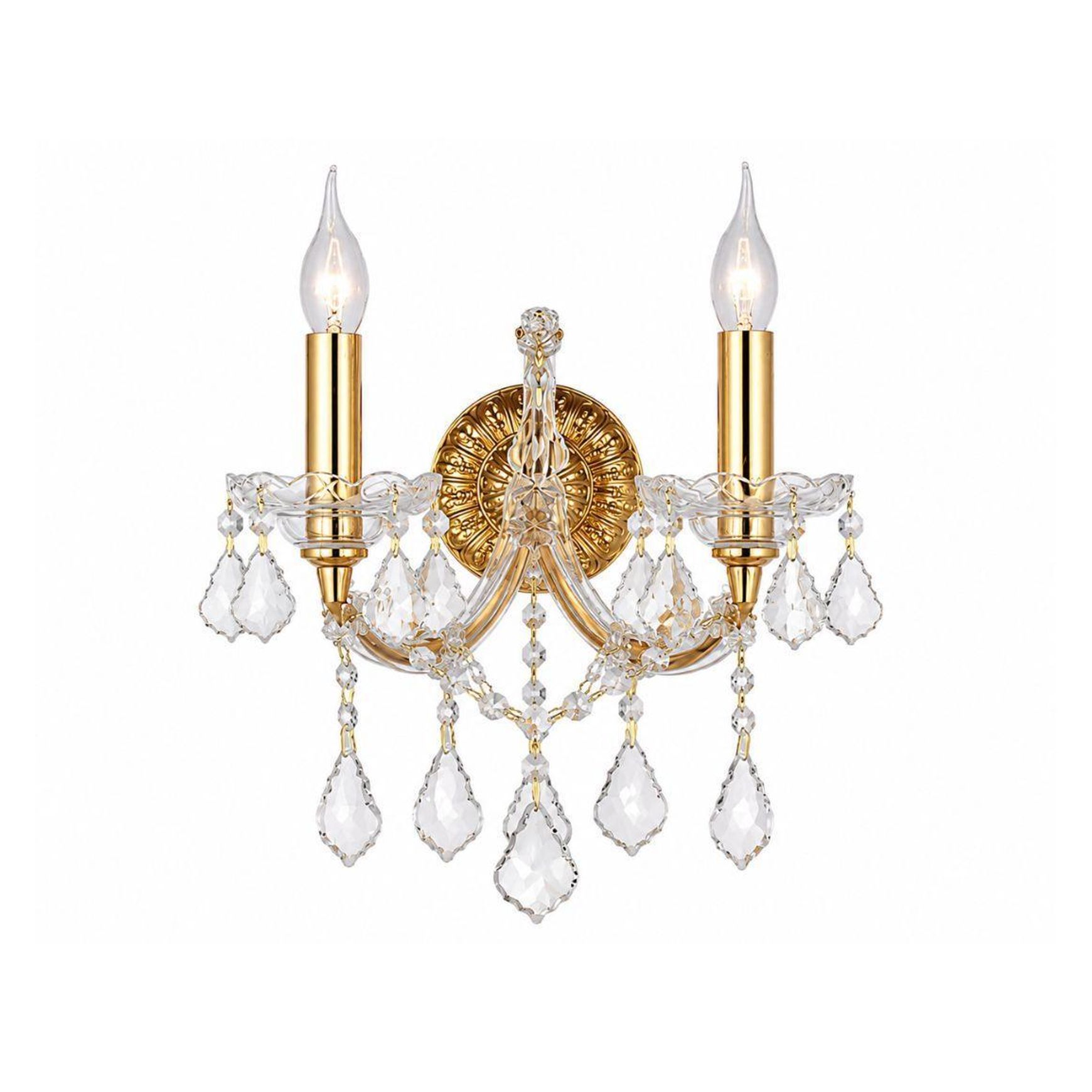 Double Maria Theresa Wall Light Sconce - Gold Fixtures