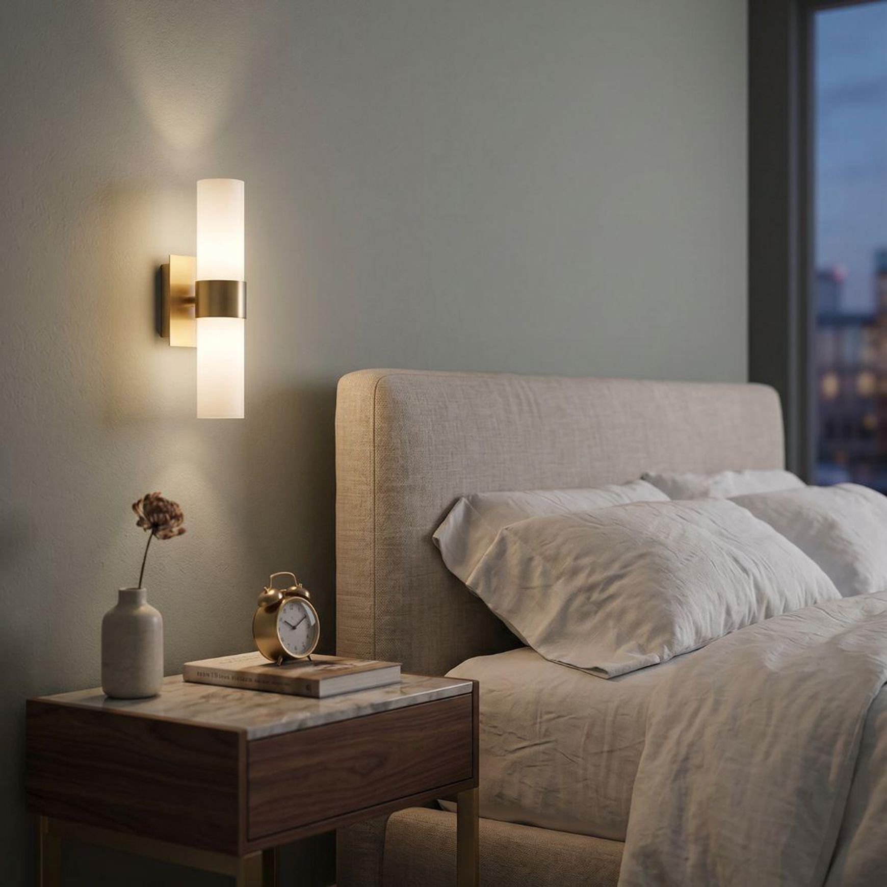 Provincial Collection Wall Sconce - Frosted Glass - Brass Finish - H:25cm