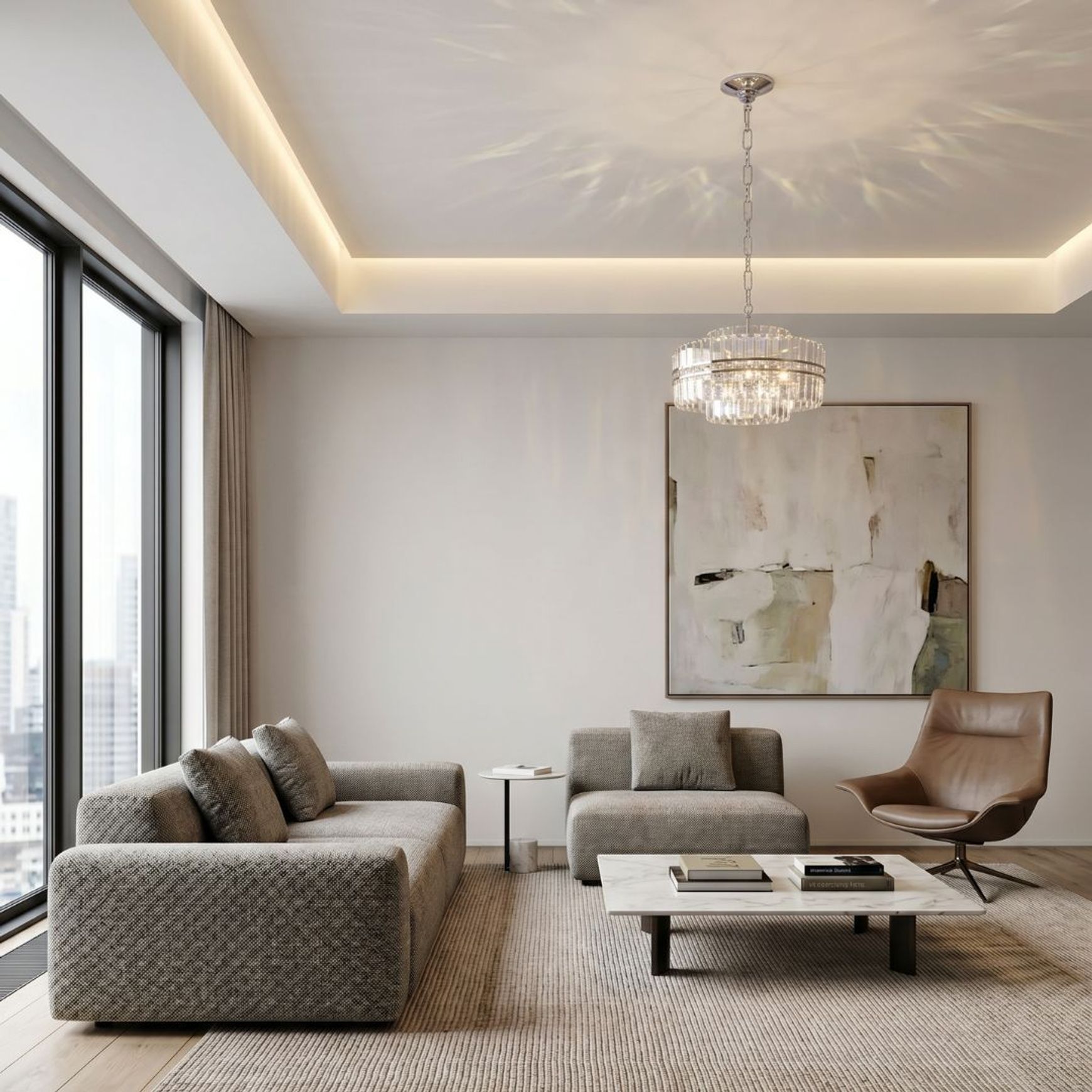 Ashton Collection - Chandelier - Nickel Plated - W:55cm