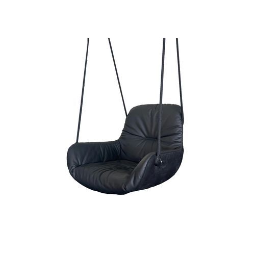 Freifrau | Leya Lounge Swing Seat | Cayenne Ebony (Black) + Orient Ebony (Black) Leather