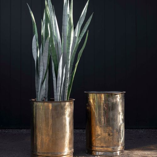 Antique Brass Tall Planter
