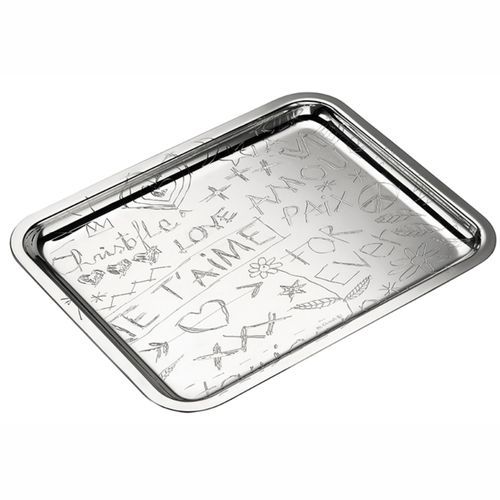 Silver Plated Graffiti Tray 26x20