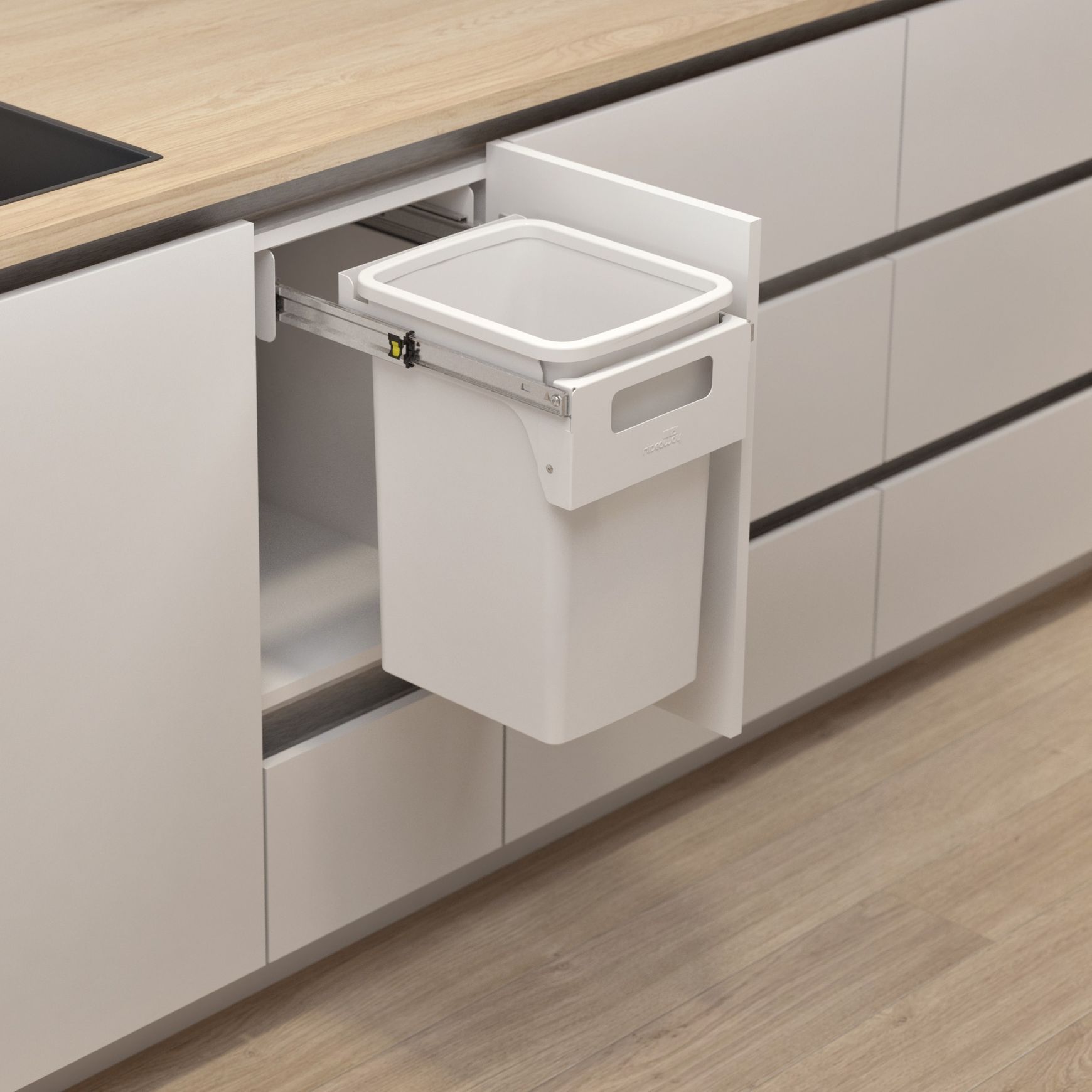Hideaway Compact Bin 1 x 20L Bucket | Handle Pull