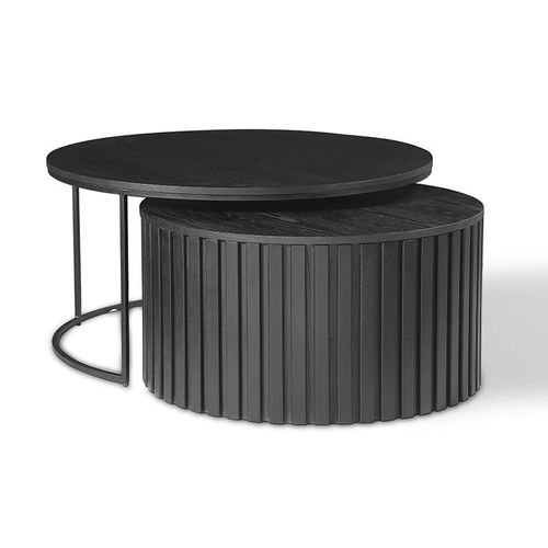 PIPER Nest of 2 Round Coffee Table 65/80cm - Black
