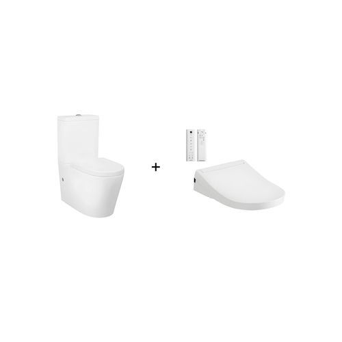Toto S5 Washlet W/ Remote Control And Rimless Btw Toilet Suite Package D-Shaped Gloss White