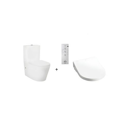 Toto Washlet W/ Remote Control And Autolid Rimless Btw Toilet Suite Package D-Shape Gloss White