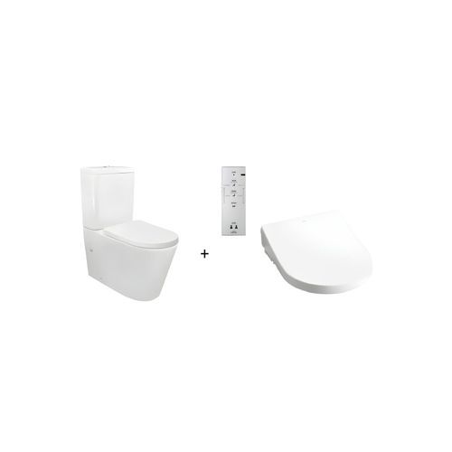 Toto Washlet W/ Remote Control And Autolid Tornado Toilet Suite Package D-Shape Gloss White