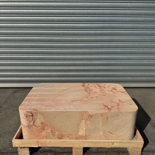 Crescent Corner Coffee Table - Pearl Pink Blush Marble | Natural Stone Co.