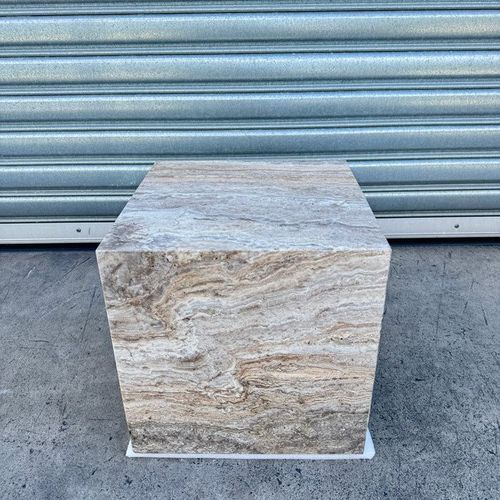 Cube Side Table - Silver Travertine | Natural Stone Co.
