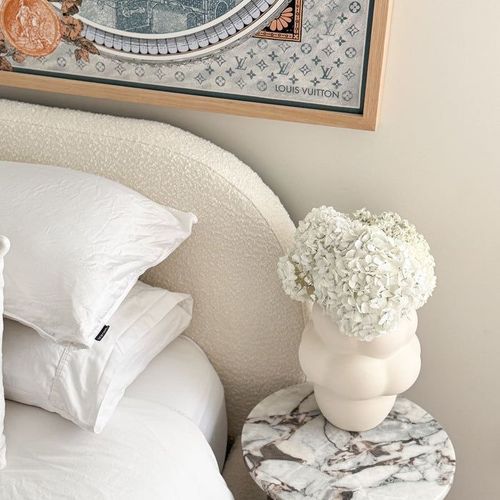 Round Cross Side Table - Milky Blue Marble | Natural Stone Co.