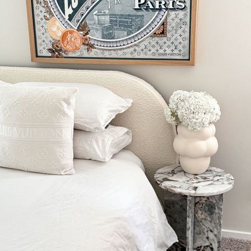 Round Cross Side Table - Milky Blue Marble | Natural Stone Co.