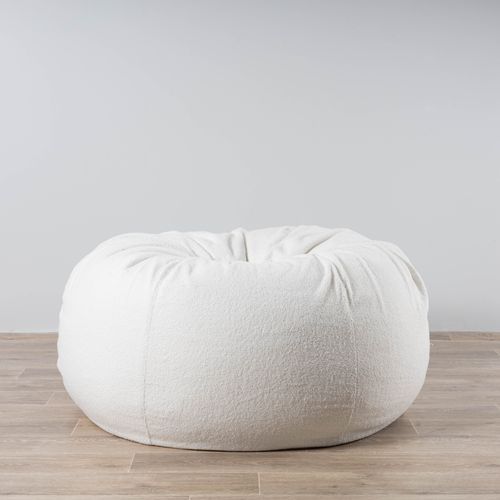 Boucle Fur Bean Bag - French White