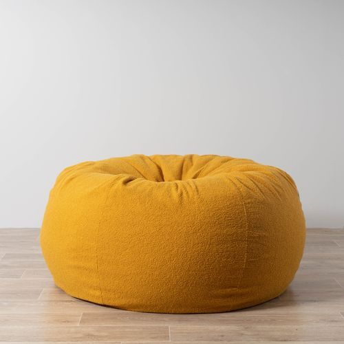 Boucle Fur Bean Bag - Mustard