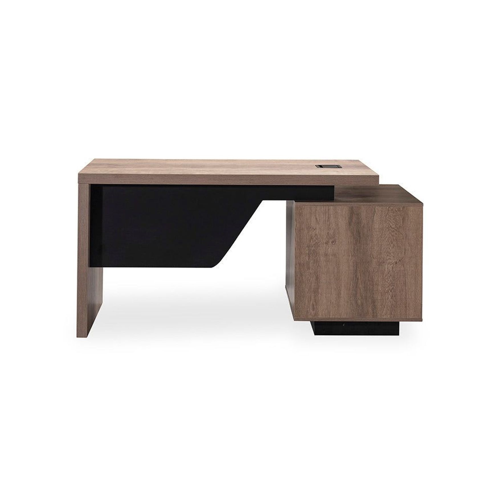 KELLEN Executive Desk with Left Return 1.6-1.8M - Warm Oak & Black
