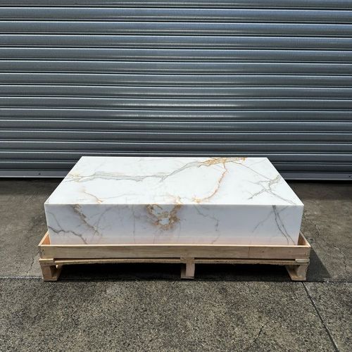 Block Coffee Table - Gold Calacatta Large | Natural Stone Co.